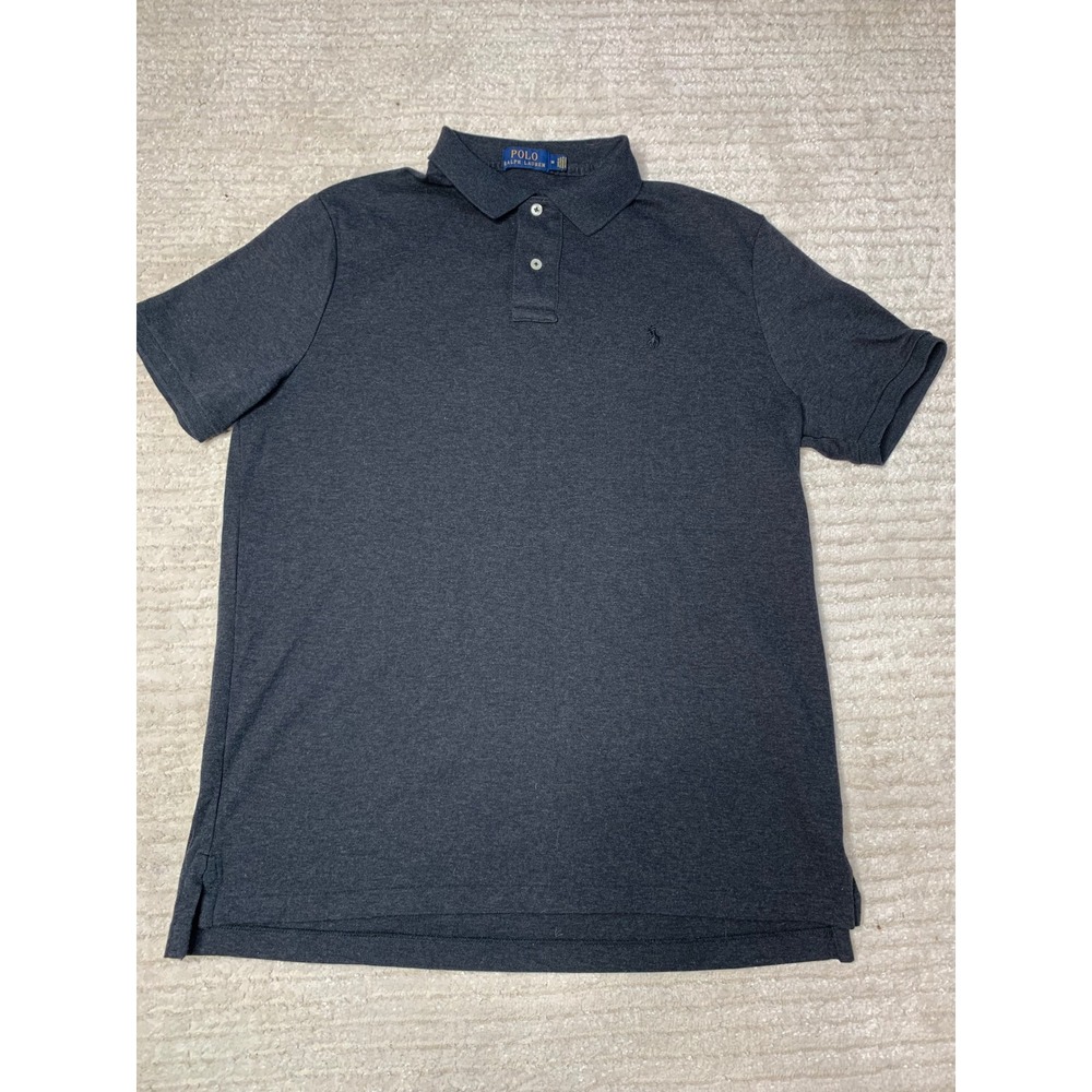 Polo Ralph Lauren Mens M Charcoal Heathered Gray Classic Fit Polo‎ Shirt M